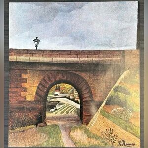 BRIDGE AT SEVRES 1895 Henri Rousseau Fine French Art Print Original 1975 Vintage